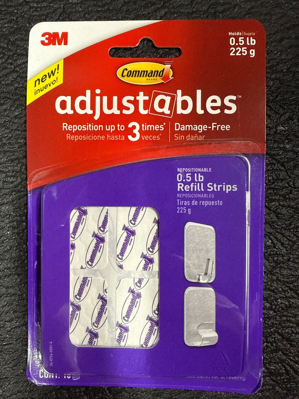 2 pack Command Strips “Adjustables” .5 lb Refill pack